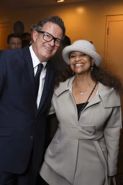 From left, Director/Choreographer Matthew Bourne and actress Debbie Allen pose during Photo