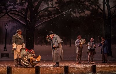 A.C. Smith (Poulterer), Brynden Cleveland (Turkey Boy), Larry Yando (Scrooge), Justin Photo