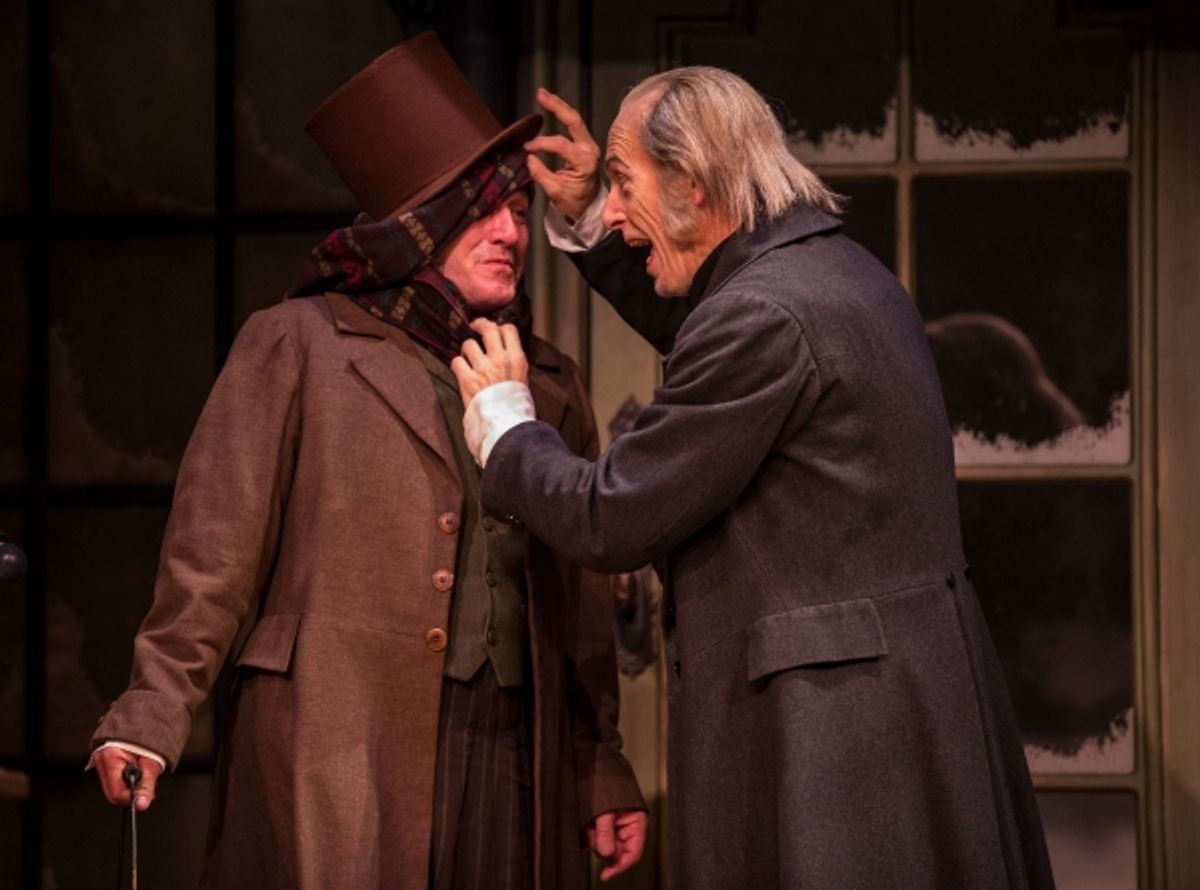 Ron Rains (Bob Cratchit) and Larry Yando (Scrooge)  at 