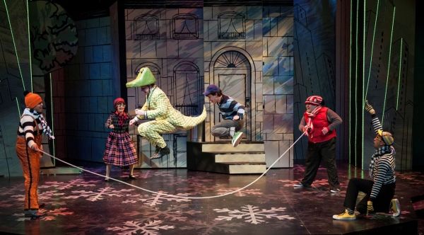 Lyle (Kurt Boehm) and Joshua (David Landstrom) jump rope with the school kids  Photo