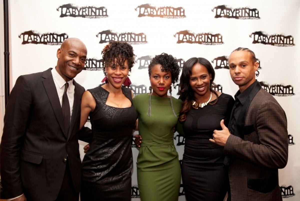 Cast member John Earl Jelks, Playwright Dominique Morriseau, cast member DeWanda Wise, director Kamilah Forbes, and cast member Harvey Gardner Moore at 
