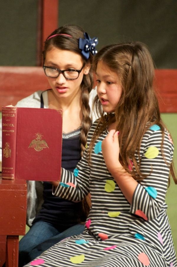 Shalena (Tyler Cable) and Darcy (Fiona Okida) prepare to meet with Mr. Potcher. Photo