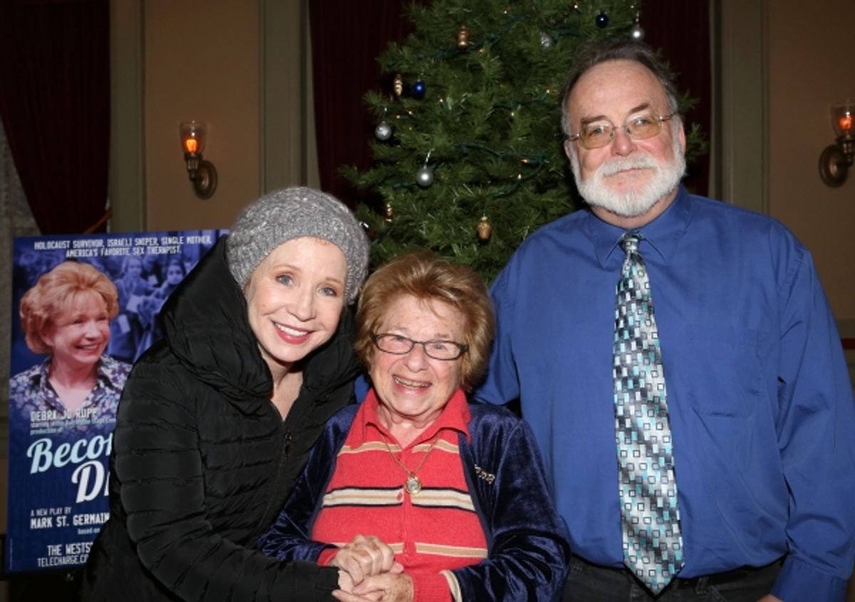 Debra Jo Rupp and Dr. Ruth K. Westheimer with Playwright Mark St. Germain  at 