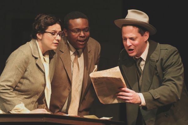 Jordan Talbot as Tilly, Jameil Jackson as Eustace and Dan Lysne as George Bailey Photo