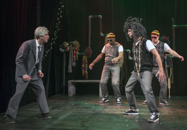 Ebenezer Scrooge (GQ) is haunted by the Rastafarian beats of Jacob Marley (JQ)Ã¢â Photo