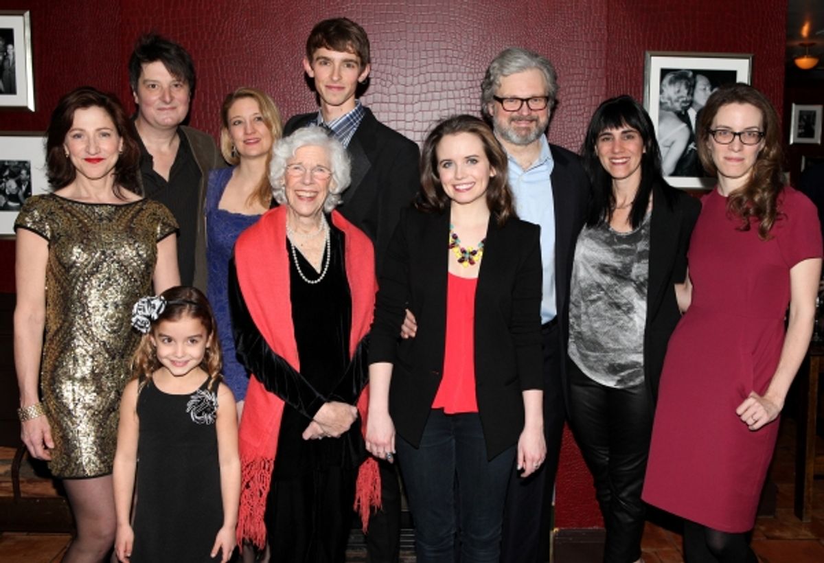 Edie Falco, Christopher Evan Welch, Heidi Schreck, Frances Sternhagen, Seth Clayton, Phoebe Strole, John Ellison Conlee, Leigh Silverman & Liz Fahive attending the Opening Night After Party for the Manhattan Theatre Club''s Production of  ''The Madrid'' a at 