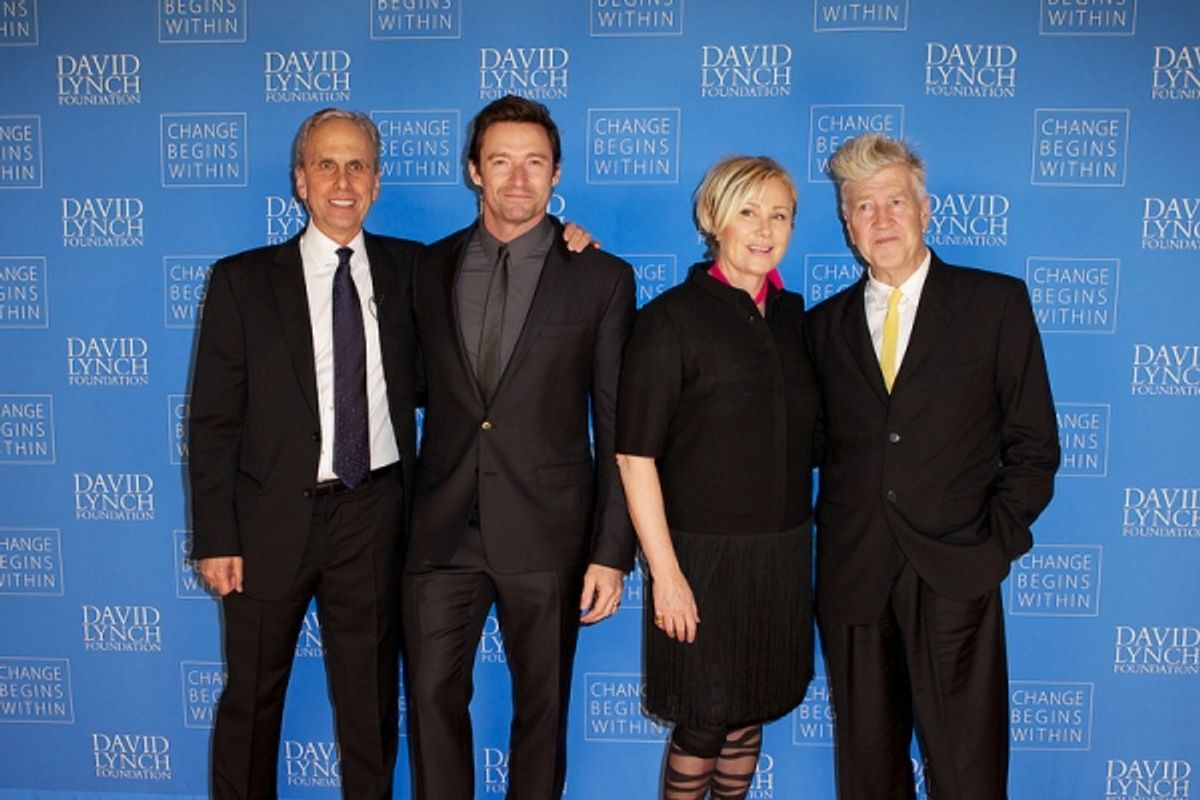 David Lynch Foundation Exec Director Bob Roth, Hugh Jackman, Deborra-Lee Furness and David Lynch at 