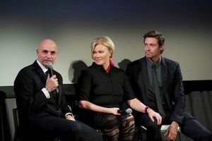 FDNY commissioner Salvatore Cassano, Deborra-Lee Furness and Hugh Jackman Photo