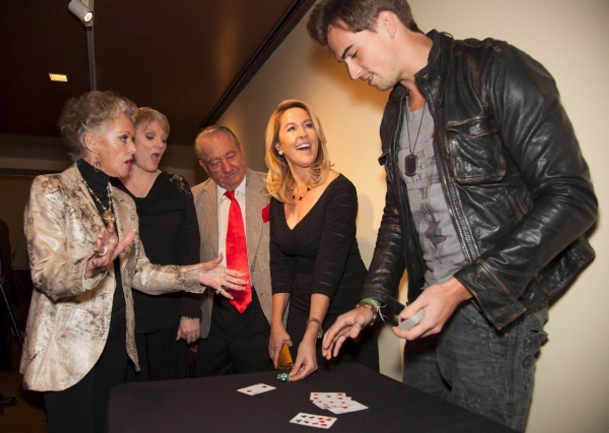 Tippi Hedren, Alison Arngrim, Milt Larsen and Erin Murphy enjoy close up talent of Rich Manley at 