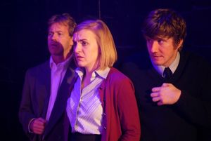 Stephen Woosley as Mr. Rondo, left to right, Colleen Dunne as Ms. Ricki, Casey May as Photo