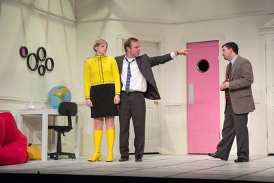 Vicki Sosbe as Gretchen, James Hipp as Bernard, and Matt Austin as Robert Photo