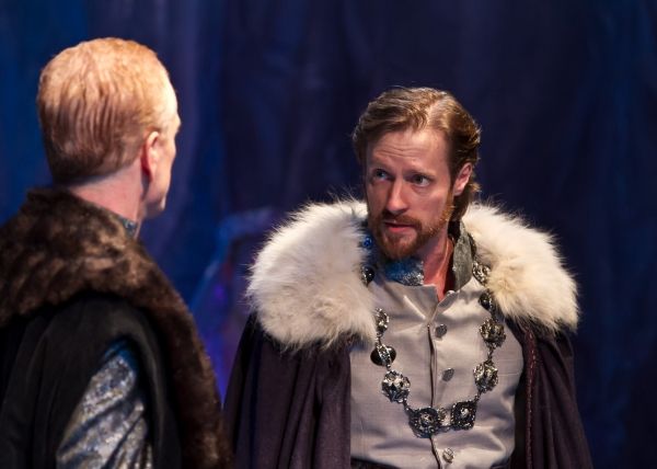Pericles, Prince of Tyre (Jon Barker) confides in Helicanus (John Hickok) Photo