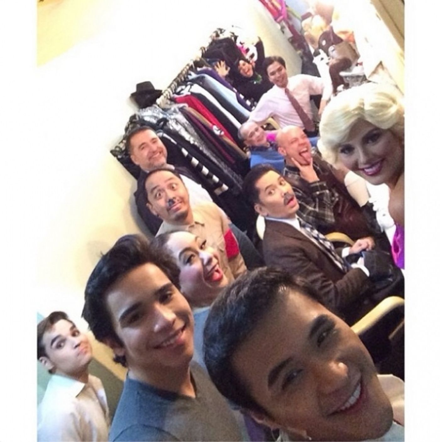 Photo Flash: Saturday Intermission Pics, Dec 7 - EVITA Tour Stacks a Game-Day Pyramid, KINKY BOOTS Celebrates GRAMMY Nom and More!  Image