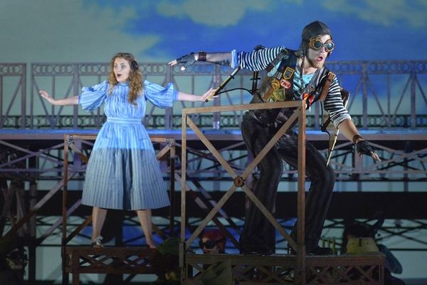 Gerda (Eryn Murman) flies with the Crow (Jason Hite) in San Jose RepÃ¢â‚¬â„ Photo