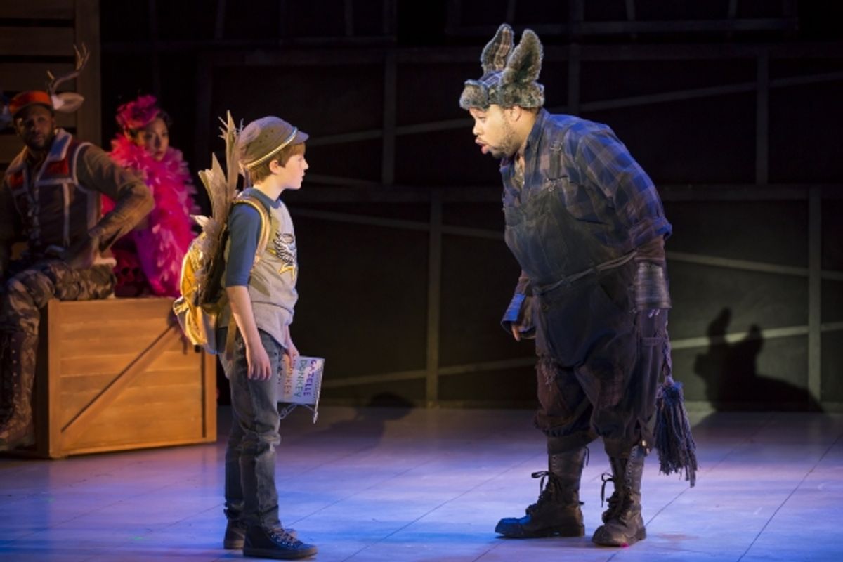 Norman Garrett as the Elk, Lisa Williamson as the Flamingo, Henry Wager as the Angel, and John OrduÃ'Â±a as the Donkey  at 