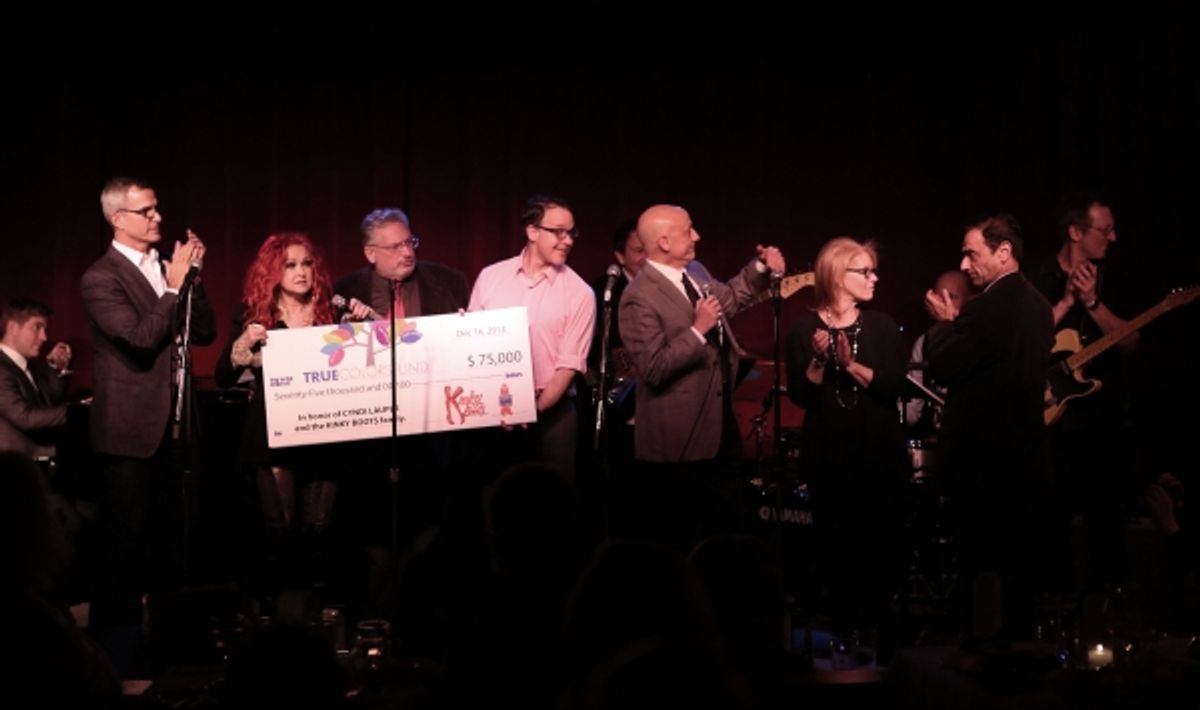 Jerry Mitchell, Cyndi Lauper, Harvey Fierstein, Tom Viola, Daryl Roth and Hal Luftig  at 