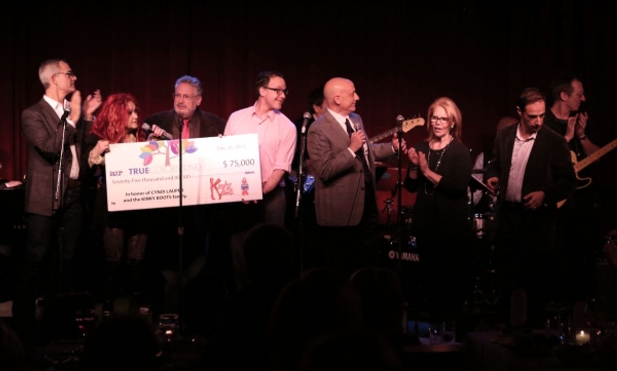 Jerry Mitchell, Cyndi Lauper, Harvey Fierstein, Tom Viola, Daryl Roth and Hal Luftig at 