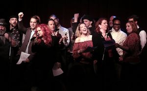 Cyndi Lauper with ''Kinky Boots'' cast members featuring Adinah Alexander, Jennifer P Photo