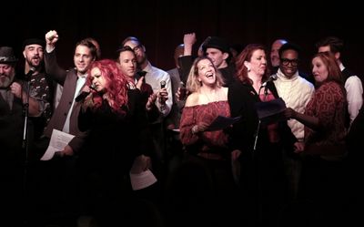 Cyndi Lauper with ''Kinky Boots'' cast members featuring Adinah Alexander, Jennifer P Photo