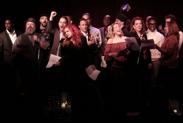 Cyndi Lauper with ''Kinky Boots'' cast members featuring Adinah Alexander, Jennifer P Photo