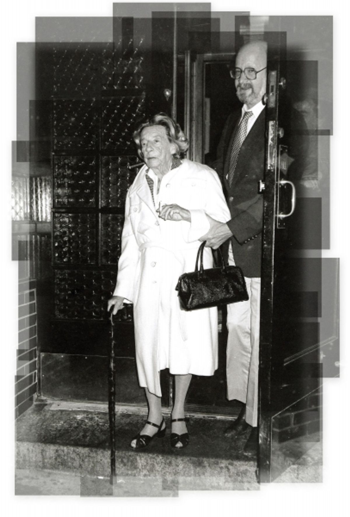 Lillian Hellman leaving Elaines's Restaurant in New York City. 1984 at 