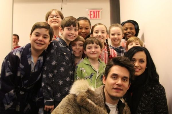 Ensemble of A CHRISTMAS STORY, THE MUSICAL with John Mayer and Katy Perry Photo