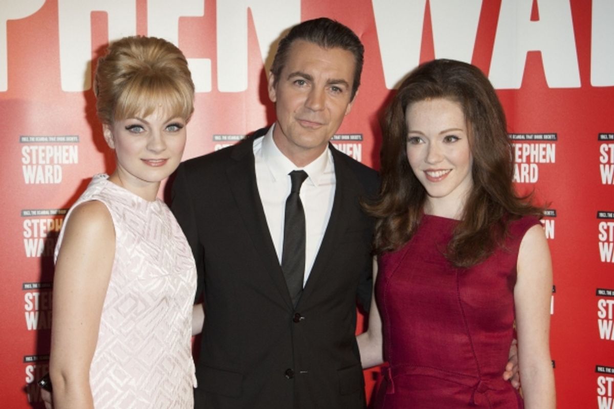 Charlotte Blackledge (Mandy Rice Davies), Alexander Hanson (Stephen Ward) and Charlotte Spencer (Christine Keeler)''Stephen Ward'' Musical Photocall, London,  at 