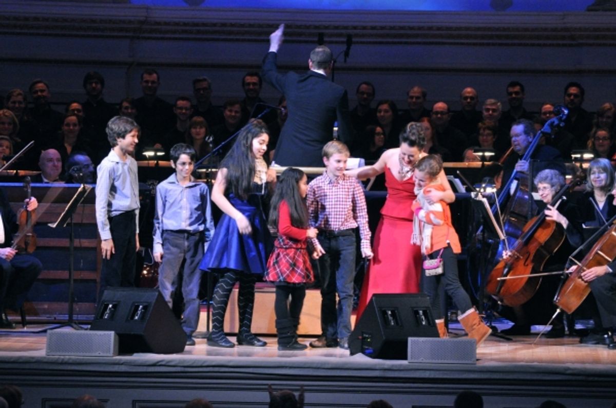 Ashley Brown, Steven Reineke and children from the audience at 