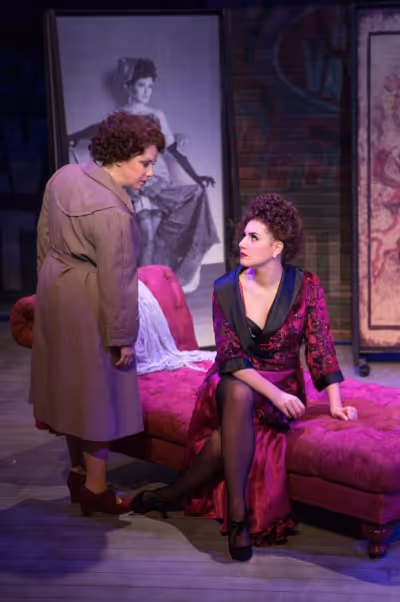 Momma Rose (Sherri L. Edelen, left) has a dressing room stand-off with Gypsy Rose Lee Photo