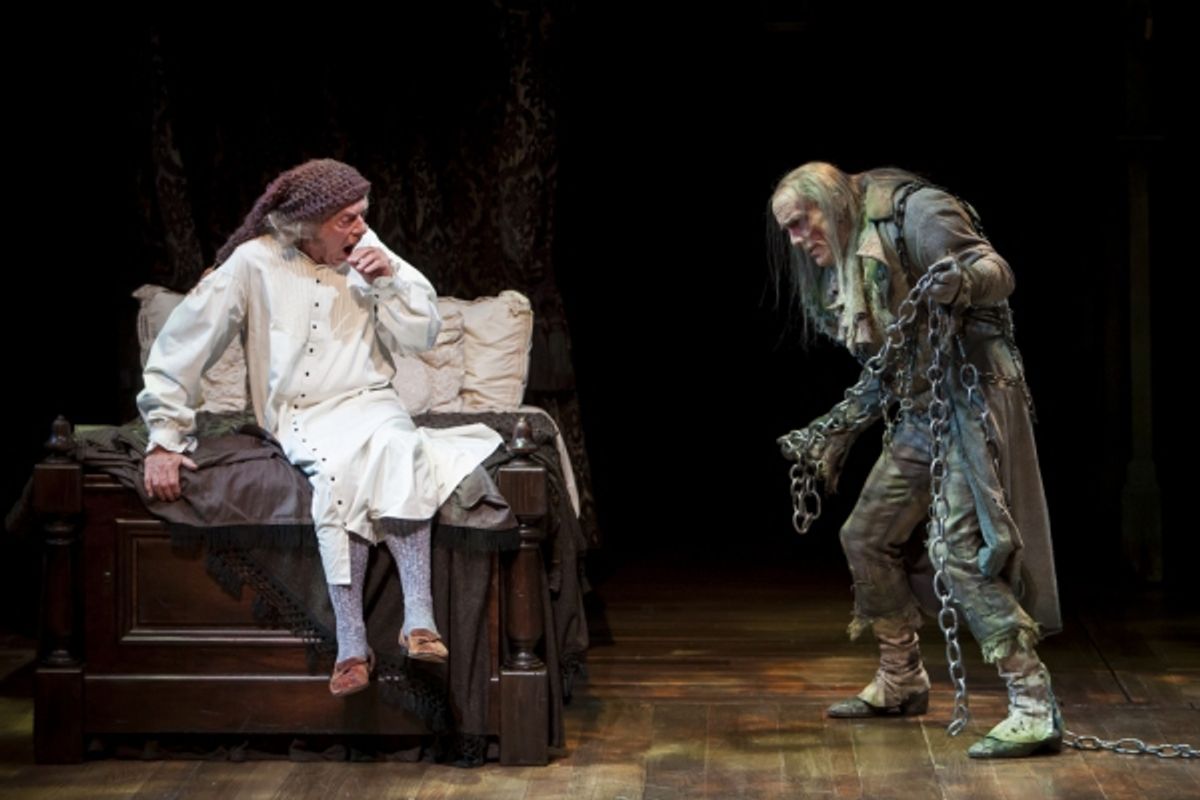Philip Pleasant as Ebeneezer Scrooge and John Hutton as Jacob Marley at 