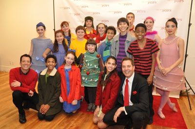 John Tartaglia and Steven Reineke with members of TADA! Youth Theater and New York Ba Photo