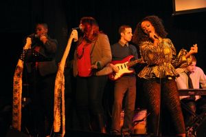 Saycon Sengbloh, Christin Amena (vocals), Stephanie Fisher(vocals), Andrew Fisher (Keys), David Rosenthal (Guitar) @ BroadwayWorld Saycon Sengbloh, Christin Amena (vocals), Stephanie Fisher(vocals), Andrew Fisher (Ke Photo