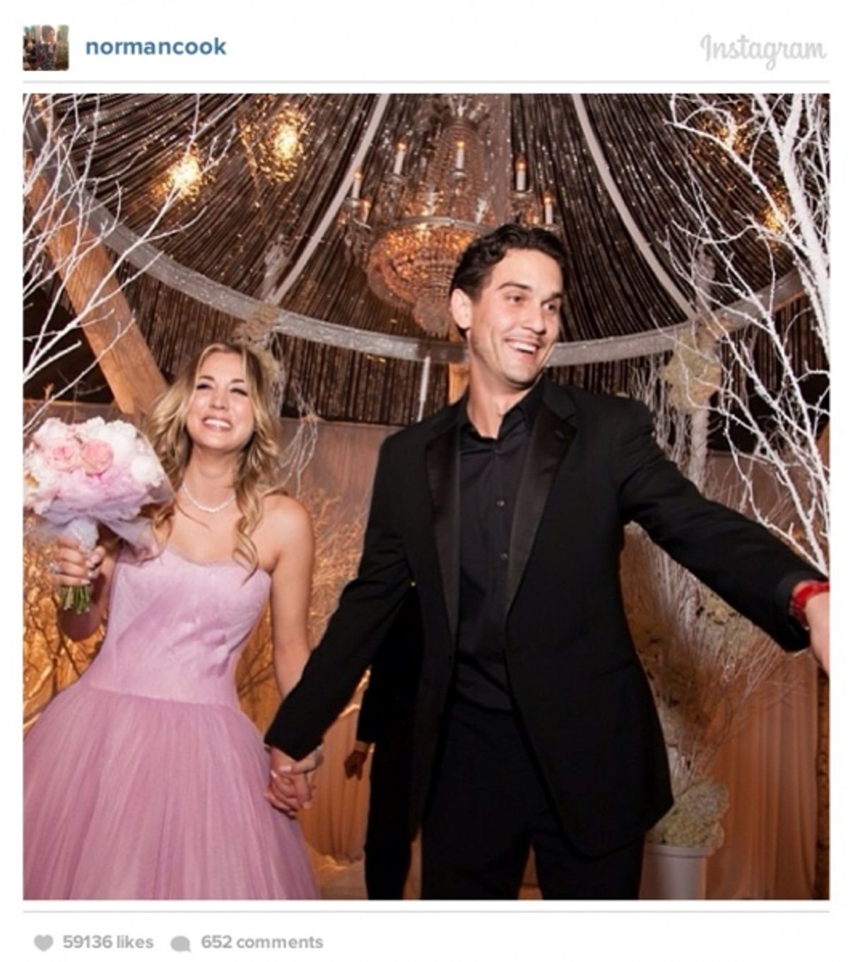 Kaley Cuoco married Ryan Sweeting on New Years Eve and shared photos on their Instagram accounts at 