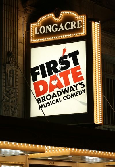 Theatre Marquee unveiling for  ''First Date'' starring Zachary Levi  and Krysta Rodri Photo