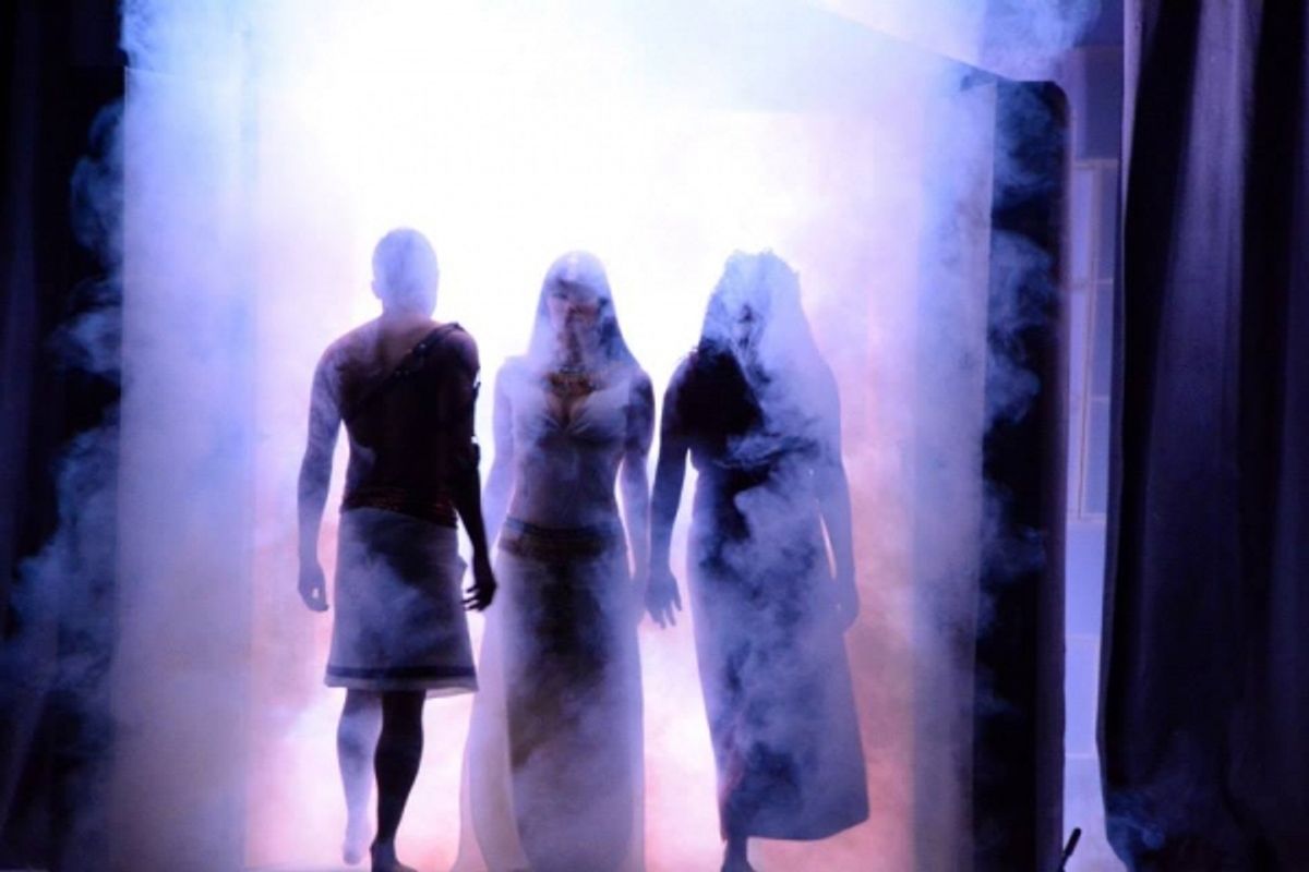 Alejandro Roldan (Radames), Lindsey Falduto (Amneris), and Olivia James (Aida) at 