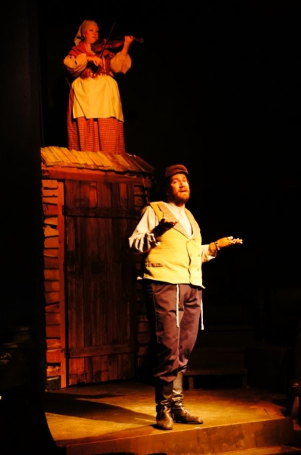 Tony Blosser as Tevye and Cara Shearer as The Fiddler Photo
