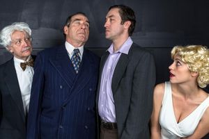 Richard McElvain (The Professor), Barry M. Press (The Senator), Alexander Platt (The Ballplayer), and Stacy Fischer (The Actress) @ BroadwayWorld Richard McElvain (The Professor), Barry M. Press (The Senator), Alexander Platt (The Photo