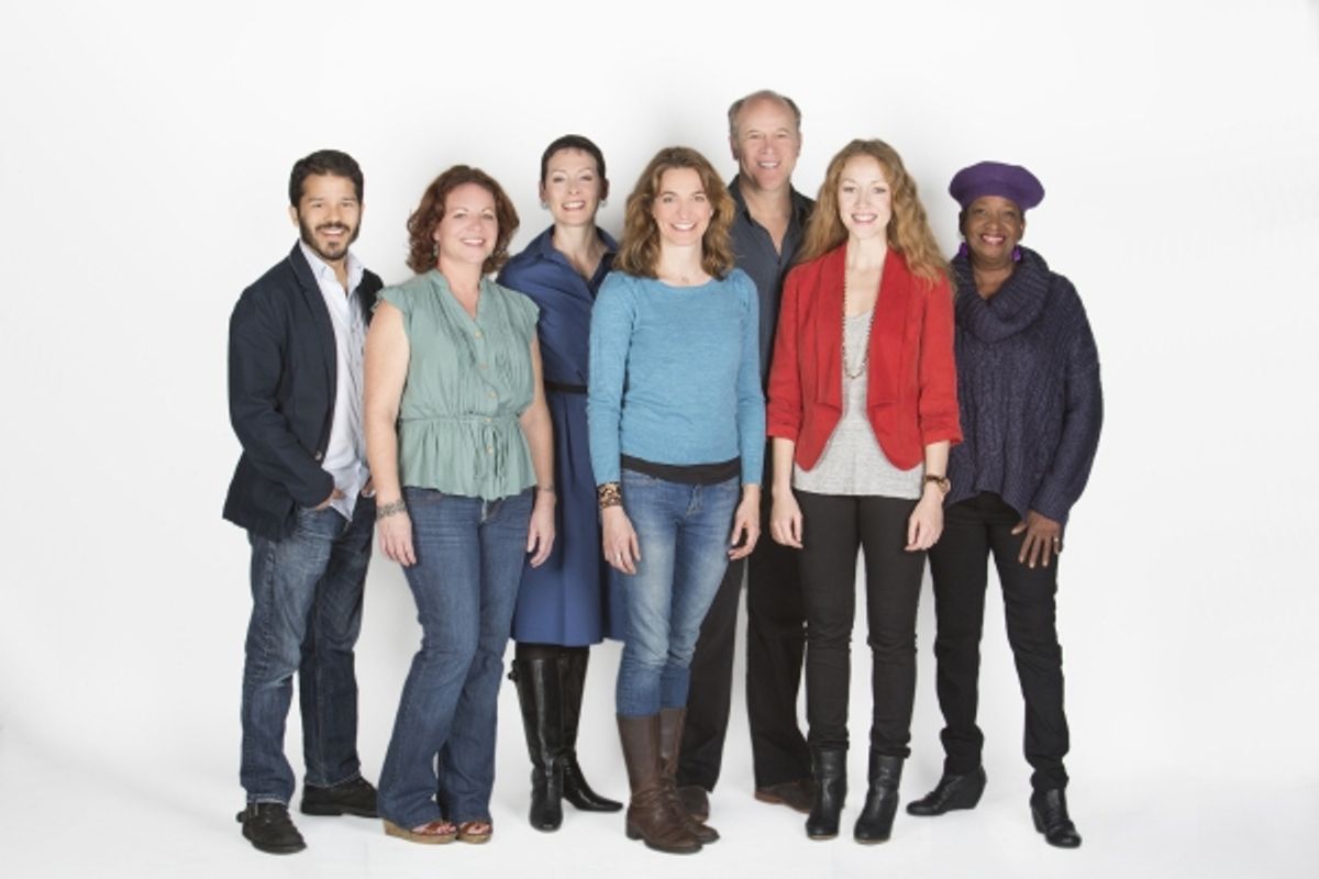 Director Gaye Taylor Upchurch (center) with the cast of Bethany: (from left) Carlo Alban, DeAnna Driscoll, Amanda Naughton, James Shanklin, Jennifer Ferrin and Sylvia M''Lafi Thompson at 
