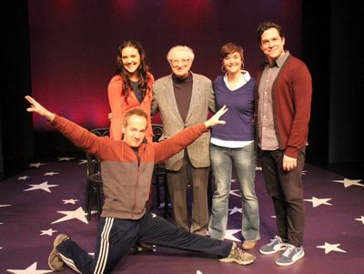 Jason Graae (front), Kerry Conte, Sheldon Harnick, Rhyn McLemore and Aaron Sertosky. Photo