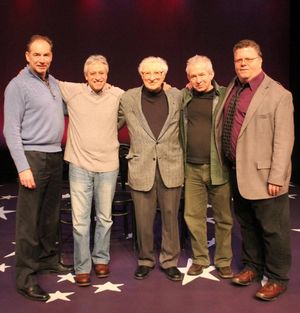 Andrew Levine (York Executive Director), Jeff Saver (Music Director), Sheldon Harnick (Composer), Robert Brink (Director) and James Morgan (York Producing Artistic Director). @ BroadwayWorld Andrew Levine (York Executive Director), Jeff Saver (Music Director), Sheldon Harnick Photo