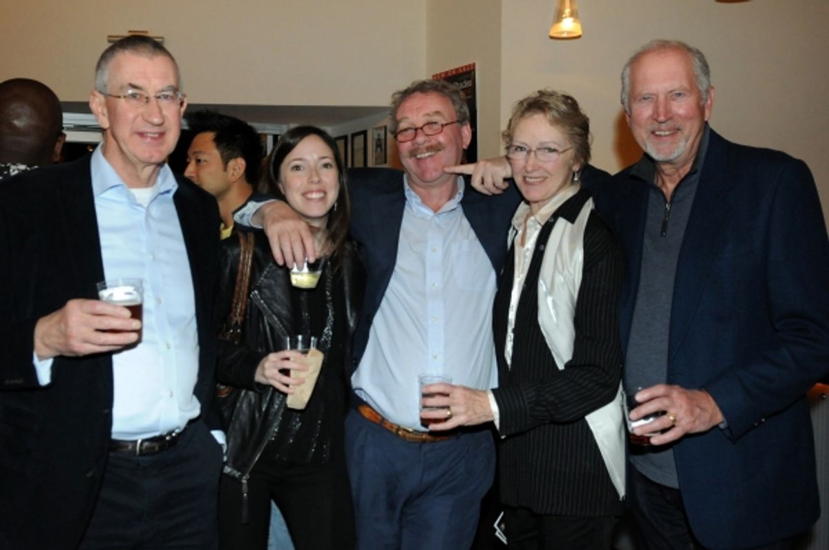 Cast member Barry McGovern, Center Theatre Group Producing Associate Lindsay Allbaugh, Director of the Gate Theatre, Dublin, Michael Colgan and actors June Ellen Lonnen and Granville Van Dusen at 