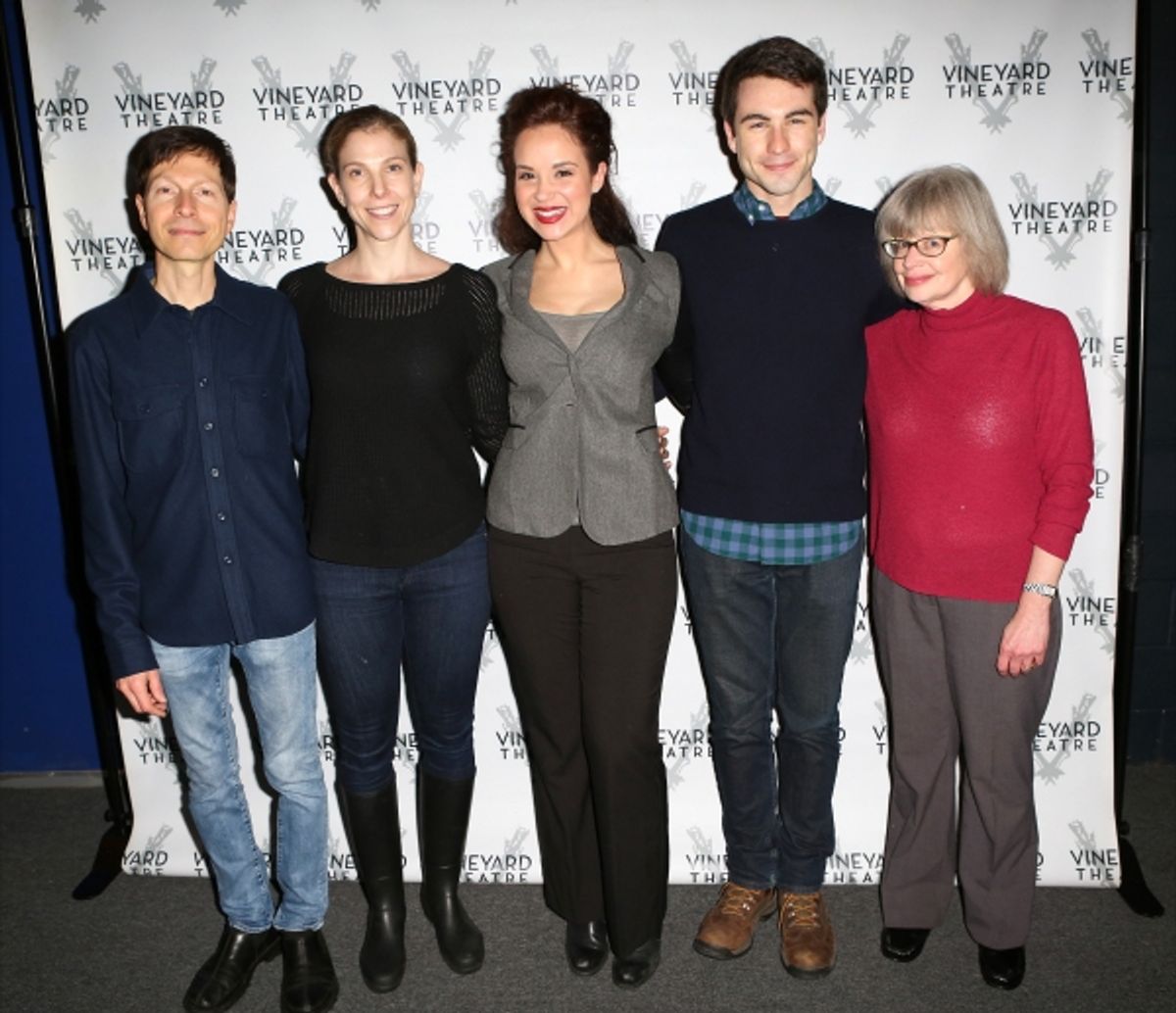 Victor Lodato (book writer/lyricist ), Carolyn Cantor (director), Alexandra Silber, Ben Moss and Polly Pen (composer) at 