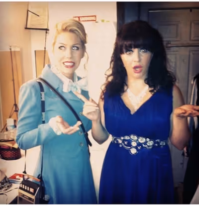 Maggie McDowell and I having an identity crisis. She's Marianne and I'm Jackie. Photo