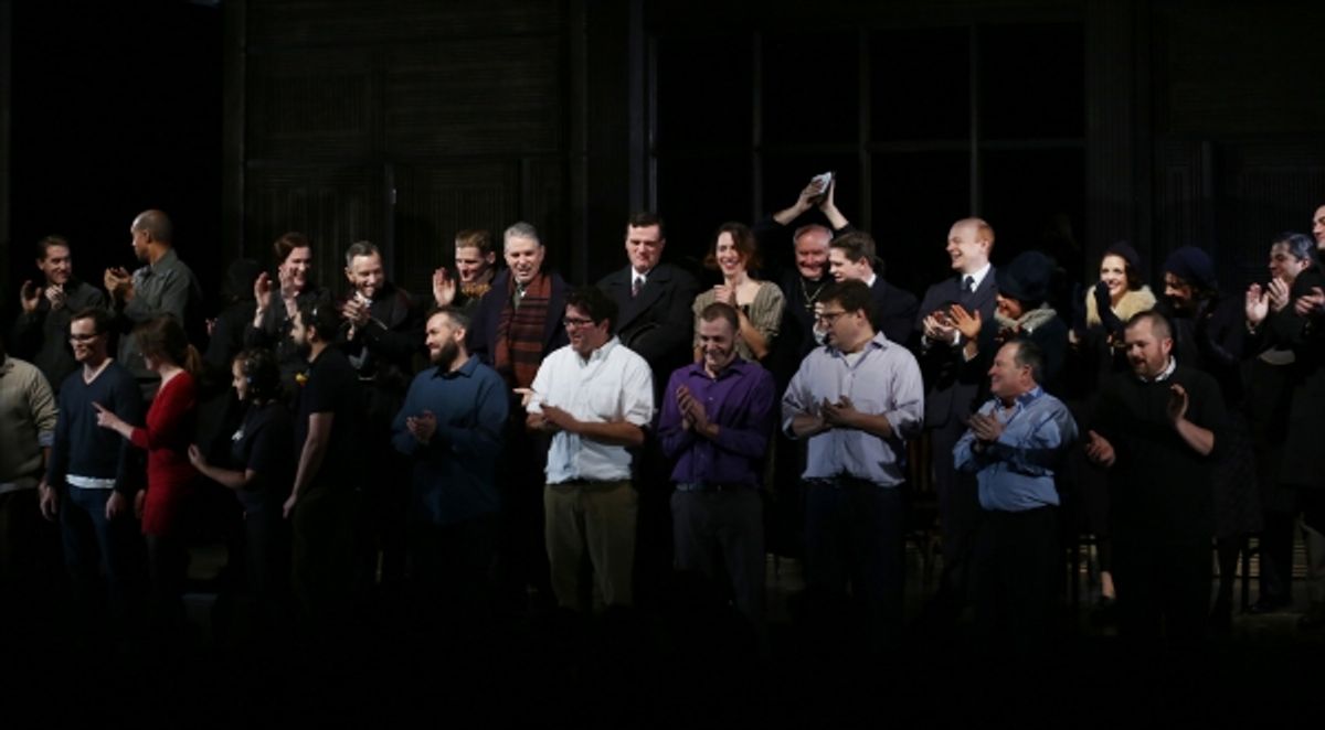 Rebecca Hall and Company with set stagehands at 