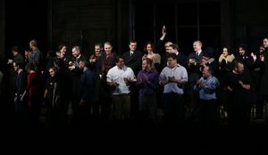 Rebecca Hall and Company with set stagehands @ BroadwayWorld Rebecca Hall and Company with set stagehands Photo