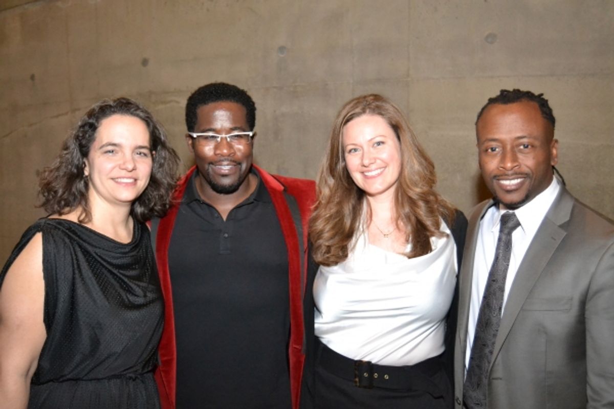 Tectonic Theater Project Executive Director Erika S. Floreska, playwright & performer Daniel Beaty, Tectonic Theater Project Associate Director Tiffany Redmon and Music Director Kenny J. Seymour  at 