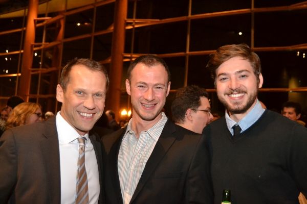 Projection designer John Narun (center) and Assistant Sound Designer Anthony Mattana  Photo