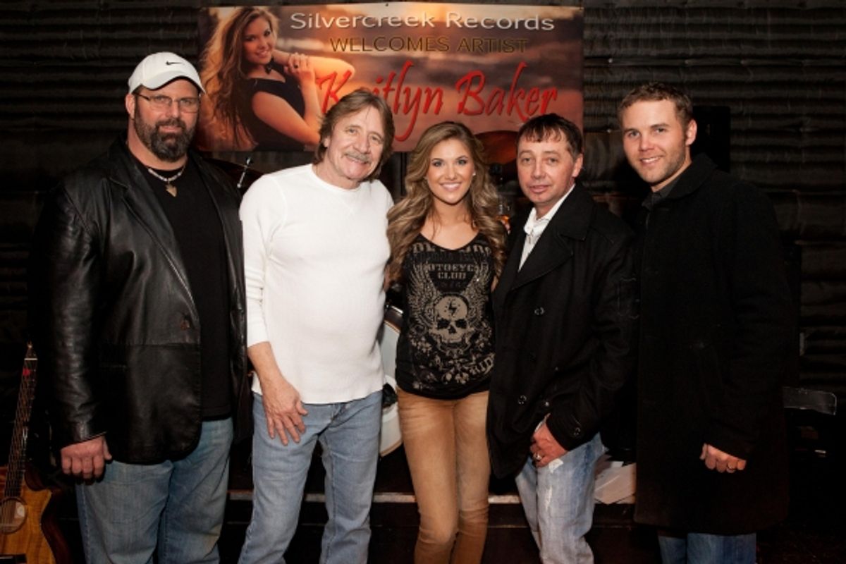 Left to right: Scott Arnold (manager/producer), Steve Pope (Silvercreek Records V.P.), Kaitlyn Baker, Stafond Seago (Silvercreek Records president) and Kaleb Payne (Silvercreek Records V.P.) at 