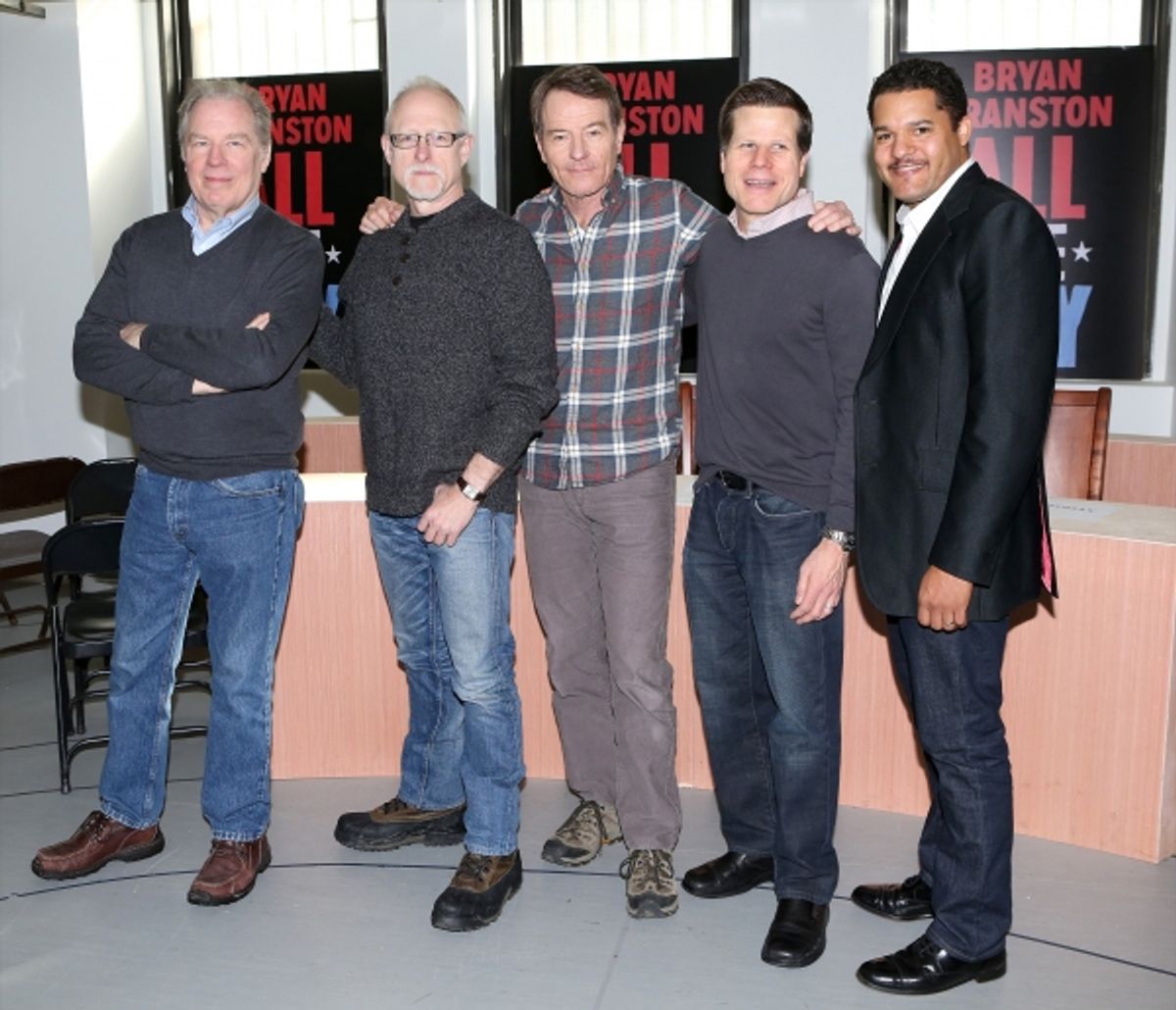 Michael McKean, Playwright Robert Schenkkan, Bryan Cranston, Director Bill Rauch and Brandon J. Dirden at 