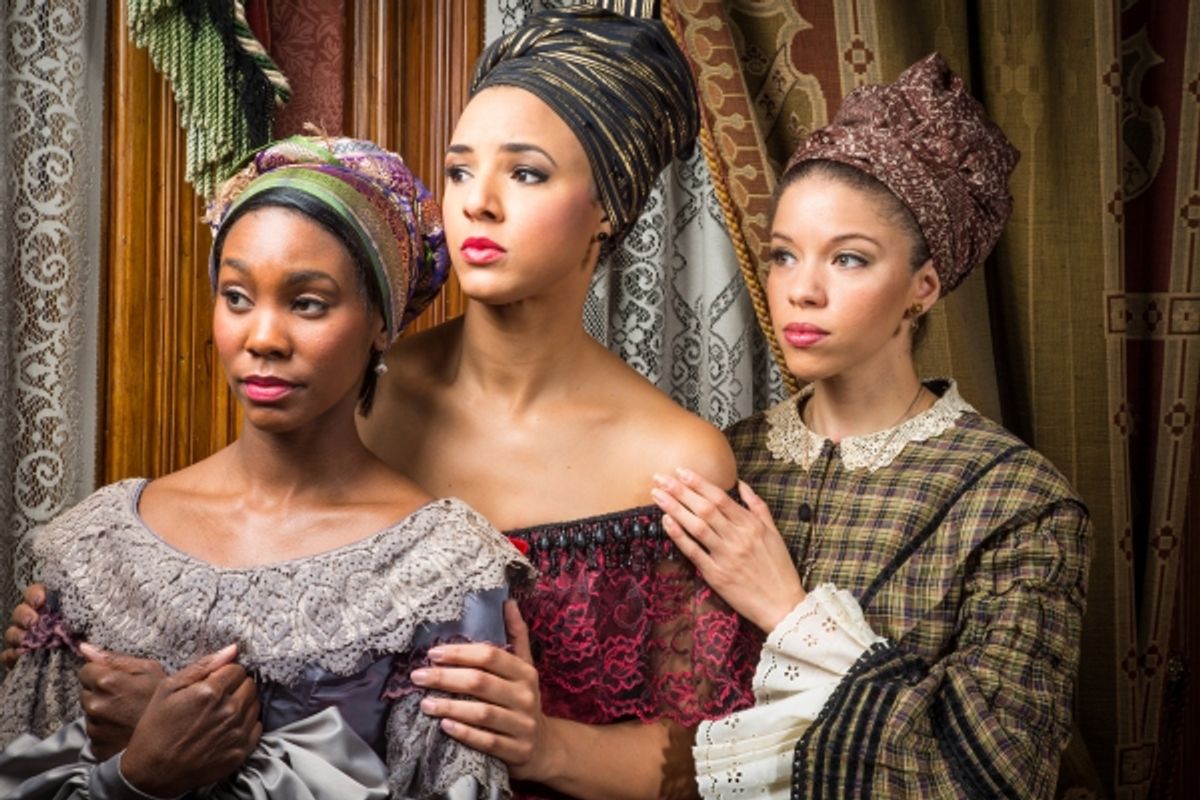 At Berkeley Rep leading actors Joniece Abbott-Pratt (Odette), Tiffany Rachelle Stewart (AgnÃ'Â¨s), and Flor de Liz Perez (Maude Lynn) portray three sisters at 